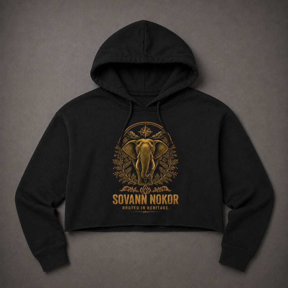 Sovann Nokor Elephant Crop Hoodie | Southeast Asian Temple Art