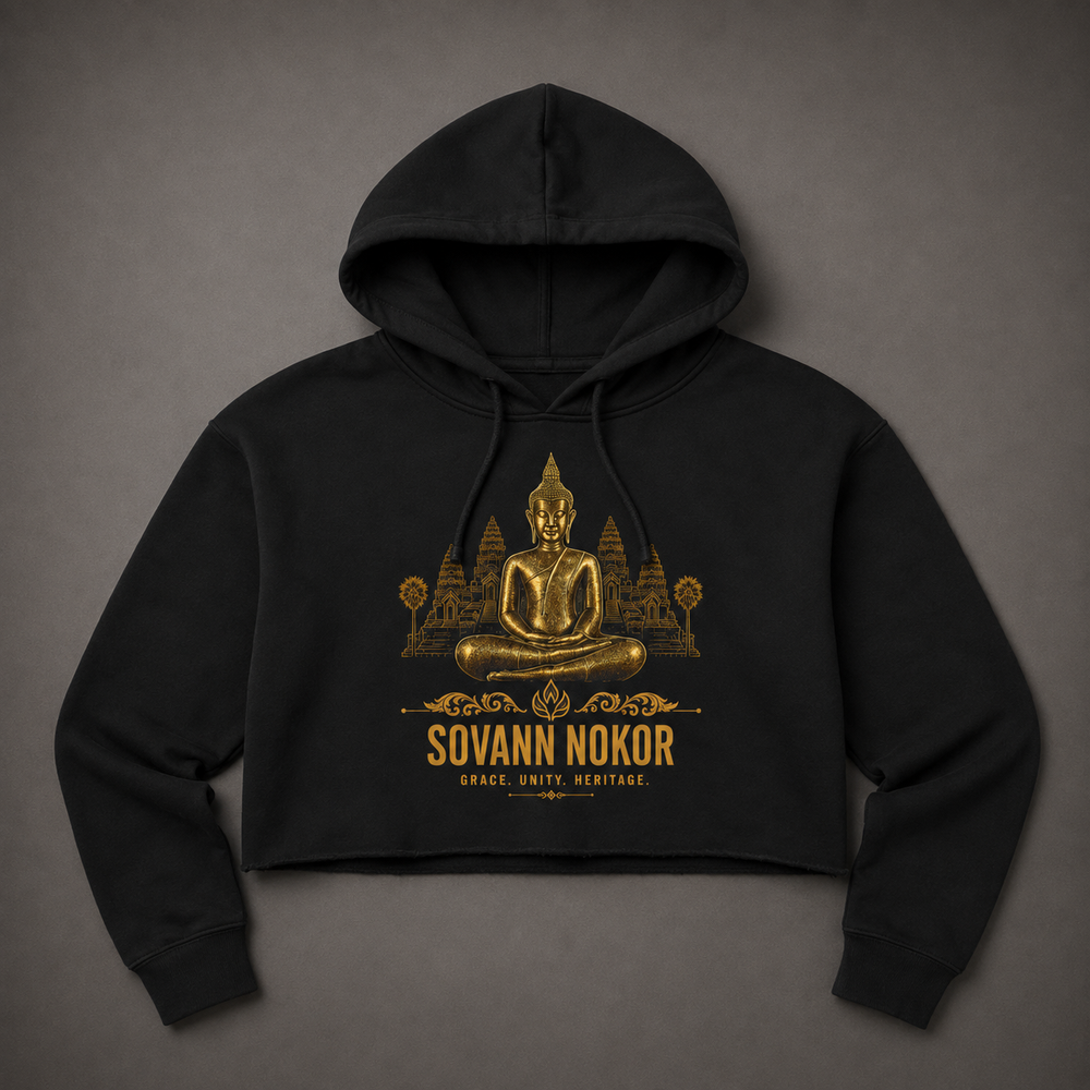 Sovann Nokor Buddha Crop Hoodie | Southeast Asian Temple Art