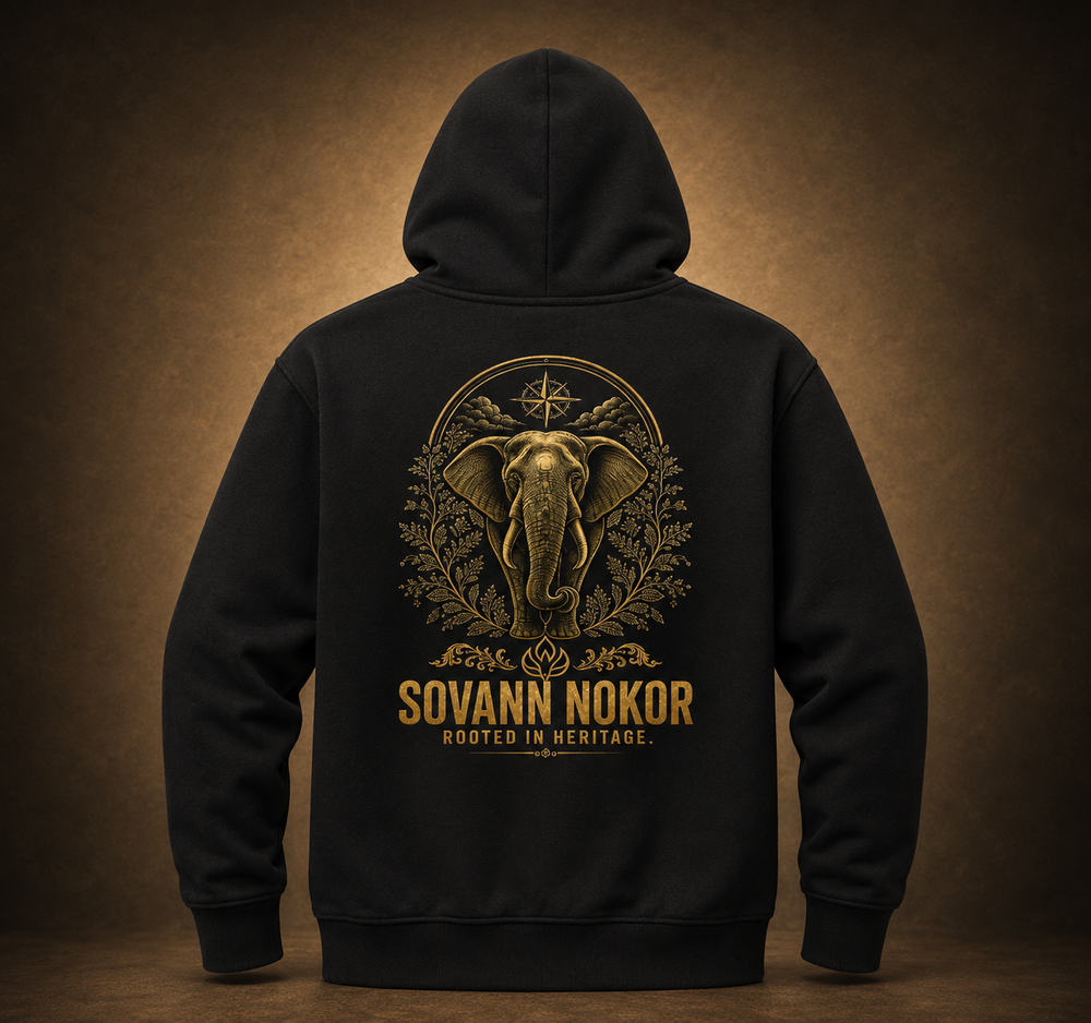 Sovann Nokor Elephant Performance Fleece Pullover Hooded Sweatshirt