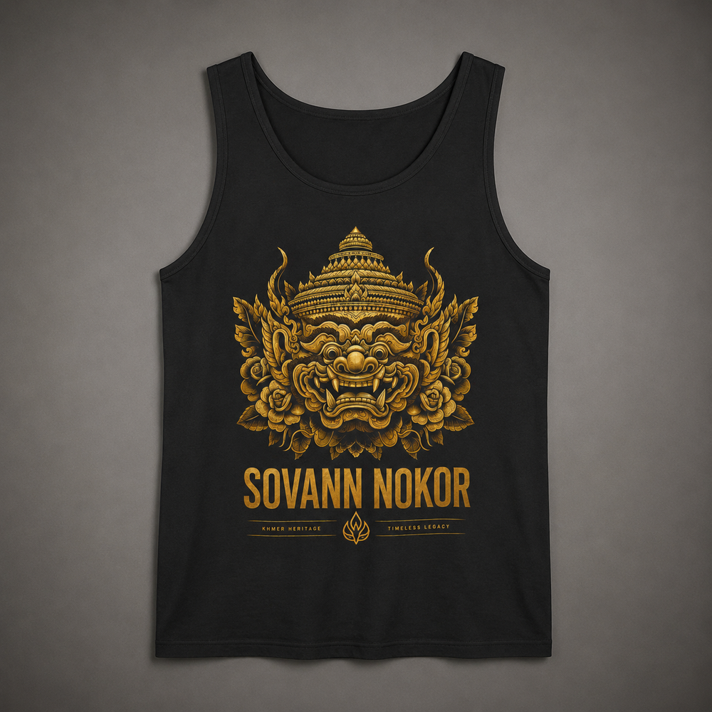 Sovann Nokor Hanuman Mask Tank Top | Cambodian Temple Silhouette
