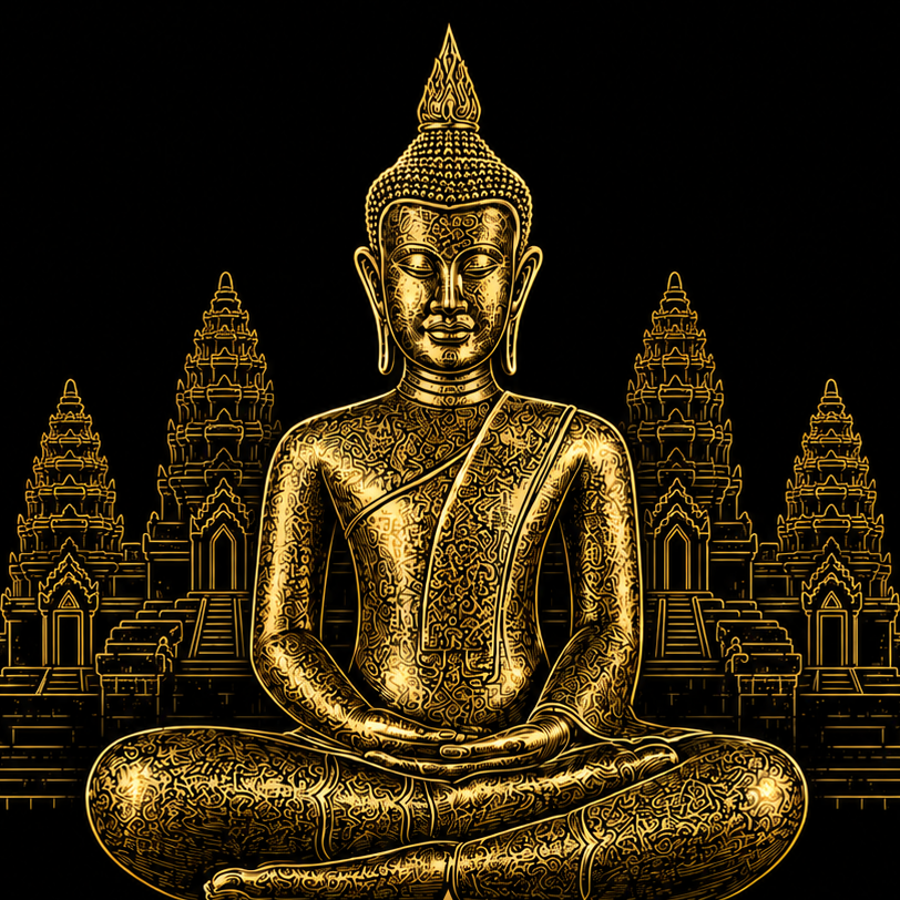 Sovann Nokor Buddha Illustration T-Shirt | Heritage Collection