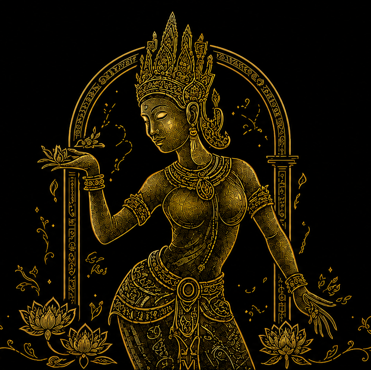 Sovann Nokor Golden Apsara Illustration T-Shirt | Heritage Collection