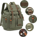 Vintage Leather-Trim Canvas Backpack