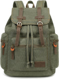 Vintage Leather-Trim Canvas Backpack