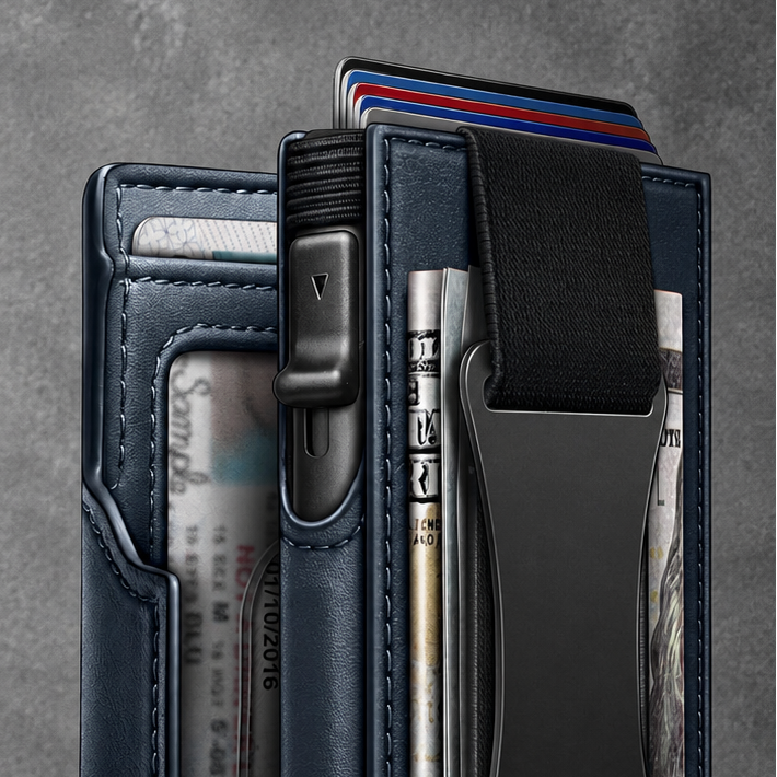 Slim RFID-Blocking Leather Wallet with Money Clip