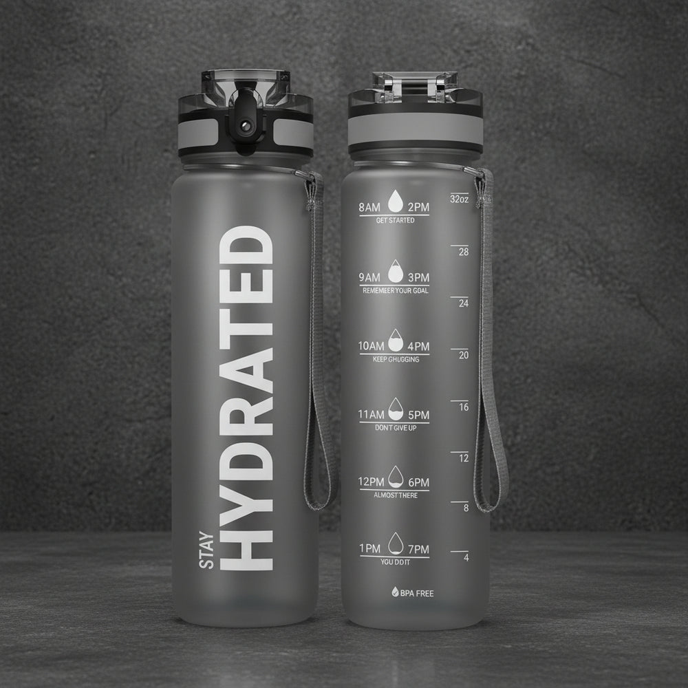 32oz Leakproof Sport Water Bottle with Time Markers