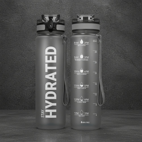 32oz Leakproof Sport Water Bottle with Time Markers