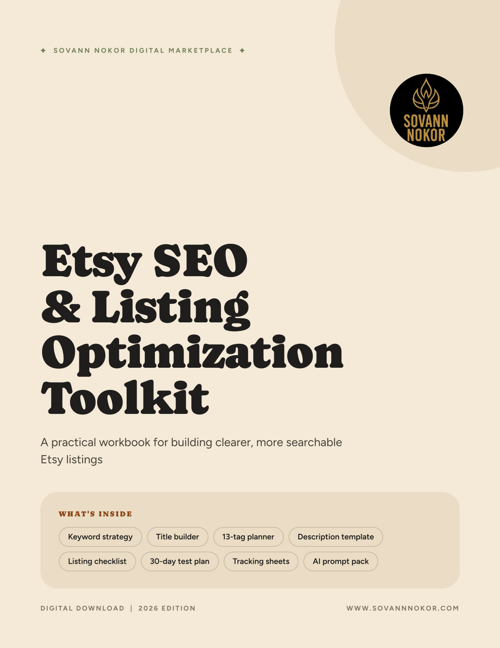 Etsy SEO & Listing Optimization Toolkit — Digital Workbook (PDF)