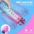 32oz Leakproof Sport Water Bottle with Time Markers