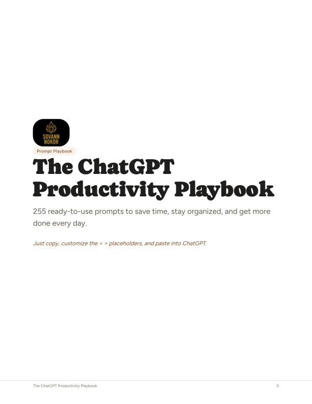 The ChatGPT Productivity Playbook — 255 Prompts (Digital PDF)